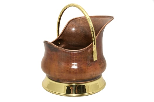 a decorative copper pot on white background