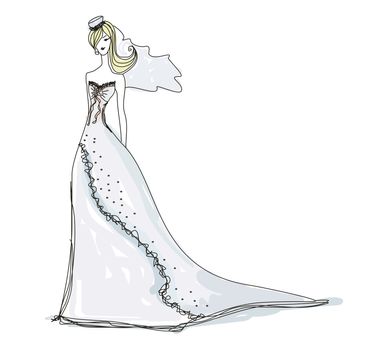 Beautiful bride - doodle illustration