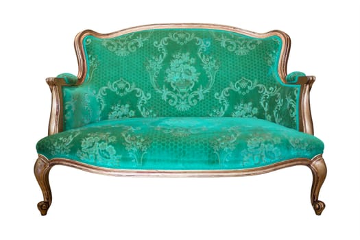 vintage green luxury armchair isolated with clipping path
