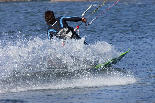 Wind surfers enjoying the pull, Columbia River Gorge OR.