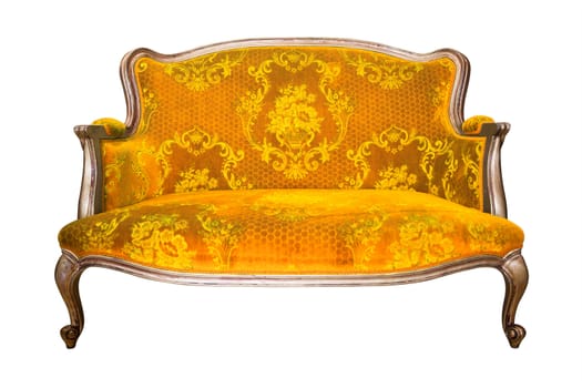 vintage yellow luxury armchair isolated with clipping path