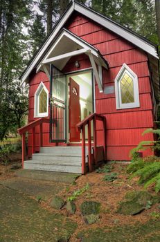 St. Ann's Chapel in the woods at the Grotto in Portland Oregon. (HDR)