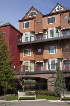 Two level modern condominiums, Portland OR.