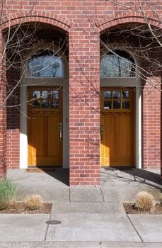 Brick arches entry way and doors, Portland OR.