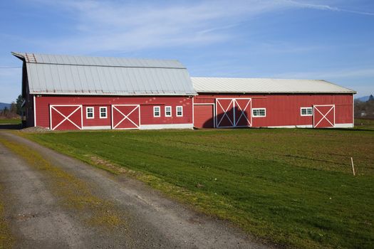 Country barn and storage shed, rural Oregon.