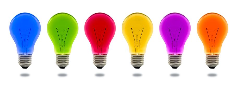 colorful light bulb isolated on white background