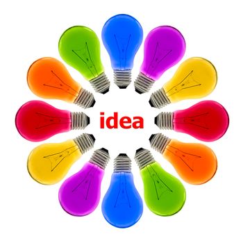 colorful idea light bulb isolated on white  background