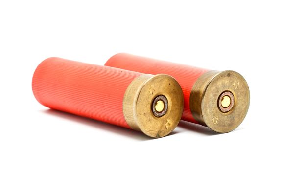 red shotgun cartridges isolated on white background