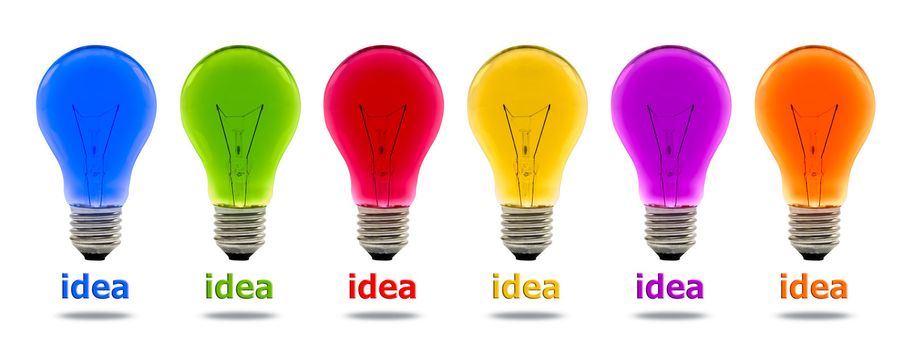colorful idea light bulb isolated on white  background