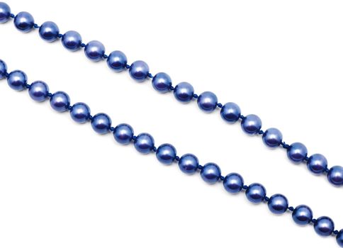 blue necklace closeup isolated on white background