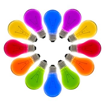 colorful light bulb heart shape