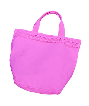 pink cotton bag isolated with clipping path