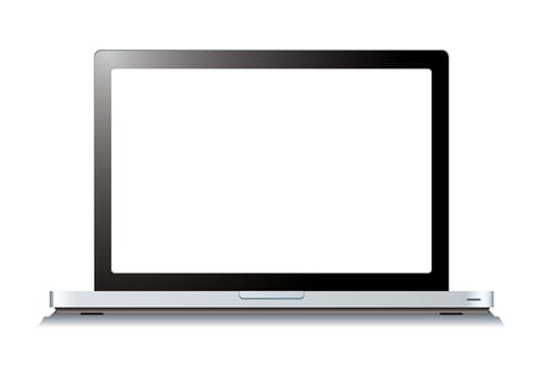 Modern laptop computer with blank white screen