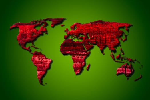 red wood world map with clipping path