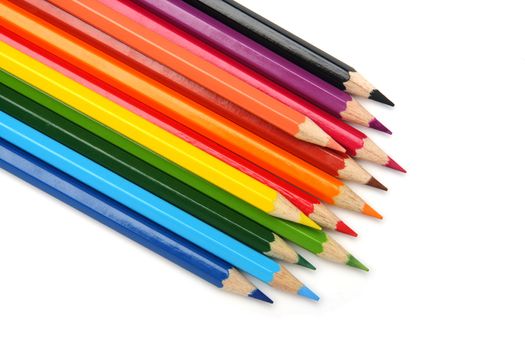 Colored pencils, isolated on the white background