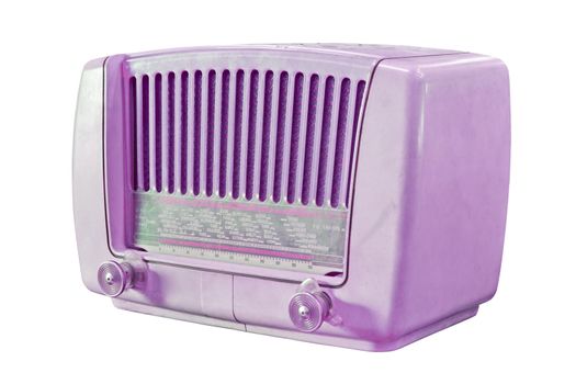 vintage purple radio isolated with clipping path