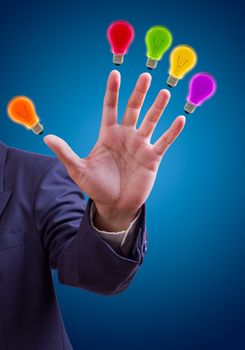 colorful bulb on fingers for five idea