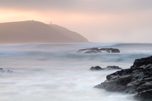 Cornwall seascape looking from Daymer Bay to Stepper point in the distance.