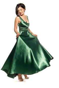 Glamour shot of a green dress isolated on white