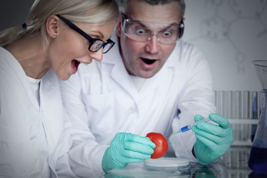 manand woman try to change tomato DNA