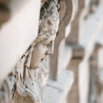 stone face high Deep of field background