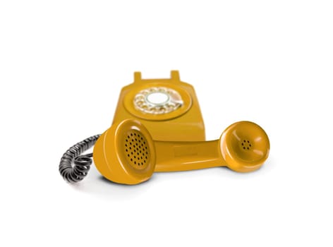 Retro telephone on hold