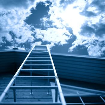 ladder in sky close up
