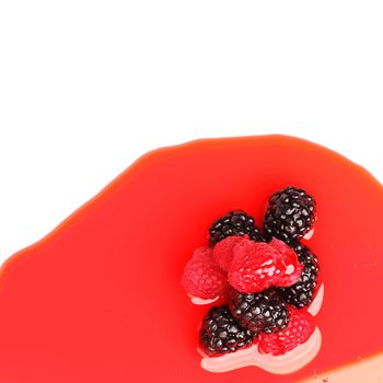 berry mixed pile in syrup isolated on white