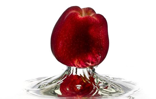 Red apple water splash high speed splash