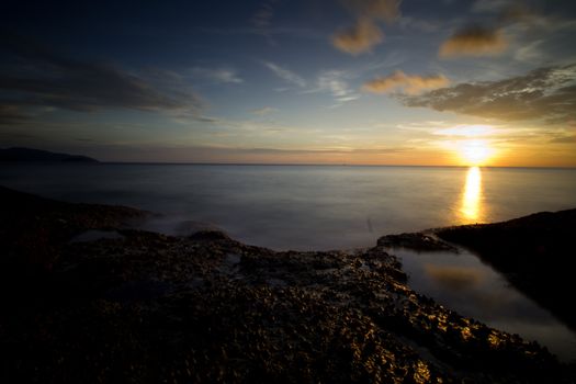 Sunset at the beach, open sea, asia, Thailand