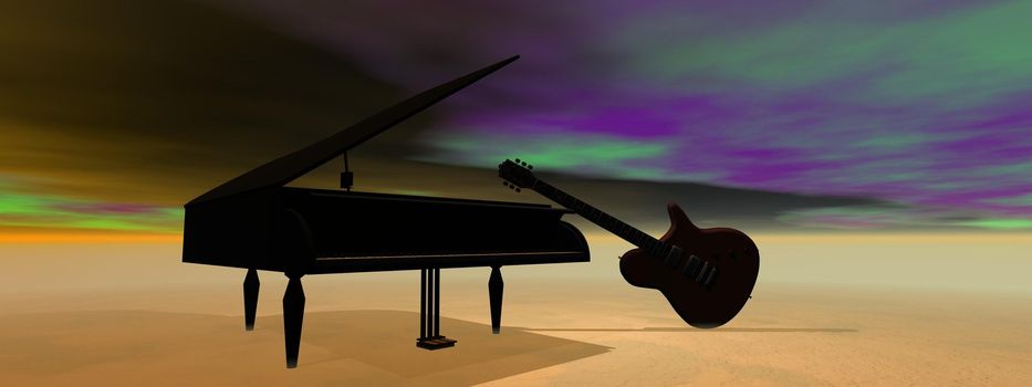 piano and guitar black