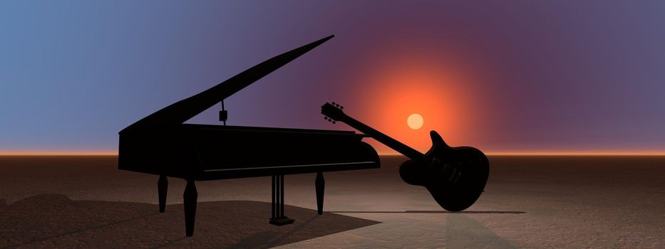 piano and guitar sky 