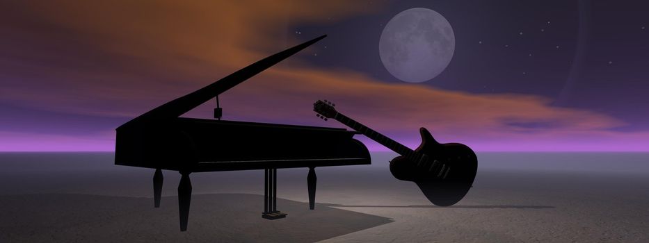 moon and guitar and piano