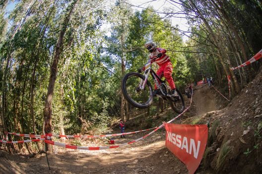 LOUSA, PORTUGAL - MARCH 11: Hugo Alves during the 2nd Stage of the Taca de Portugal Downhill Vodafone on march 11, 2012 in Lousa, Portugal.