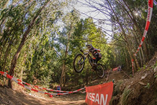 LOUSA, PORTUGAL - MARCH 11: Joao Baptista during the 2nd Stage of the Taca de Portugal Downhill Vodafone on march 11, 2012 in Lousa, Portugal.