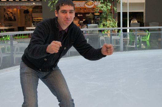 Young man skating