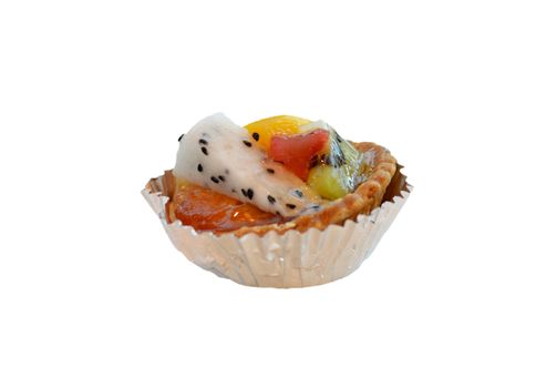 mixed fruit tart  , a delicious of bakery on white background
