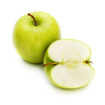 fresh green apples isolated on white background