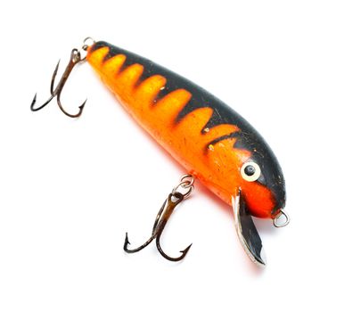 plastic fishing lure isolated on white background