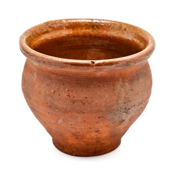 brown clay pot isolated on white background