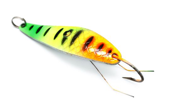 plastic fishing lure isolated on white background