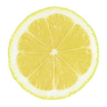 cut lemon slice on white with path