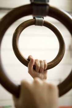 Human hanging in Gymnastic Rings