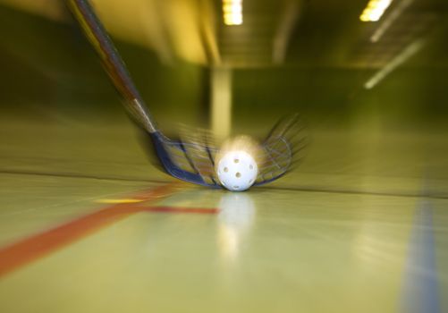 Close up of a Floorball situation