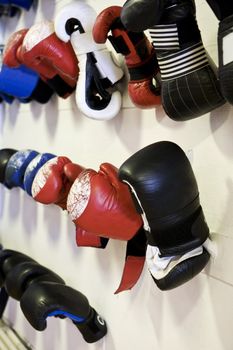 Large group of Boxing Gloves on a wall