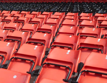 Spectators seats in a Stadium Full Frame