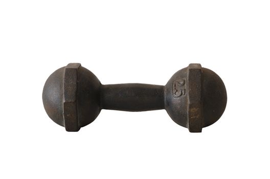 old iron dumbell  isolated for exercise relax fitness in your home