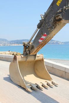 Bulldozer in a beach