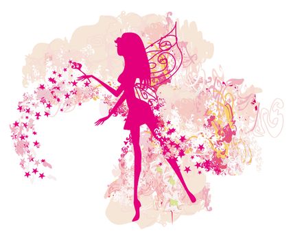 floral background with a beautiful fairy