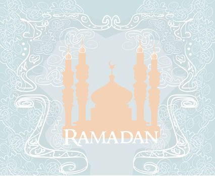 Ramadan background - mosque silhouette vector card